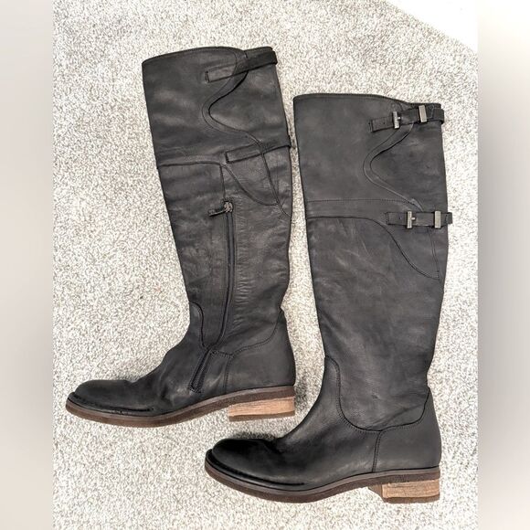 Alberto Fermani Black Leather Over the Knee Riding Boots 37.5 EUC - Picture 2 of 8